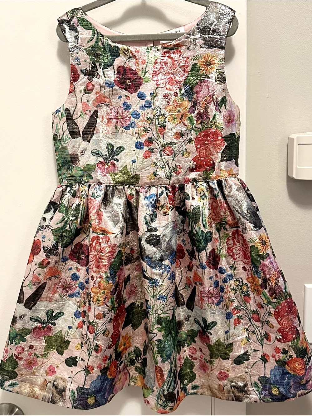 Nathalie Lete H&M Botanical Woodland Jacquard Metallic Sleeveless Dress 6-7 Girl